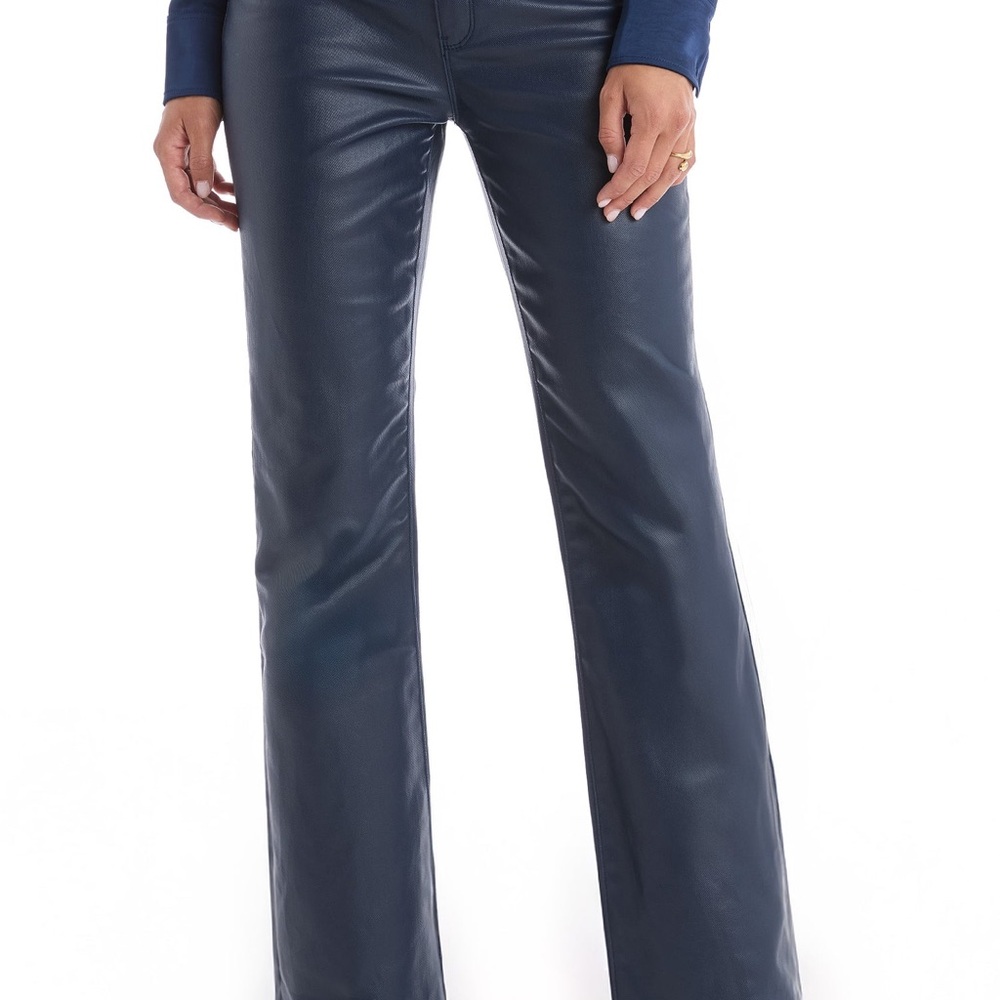 Noli Navy Bootcut Faux Coated Jeans